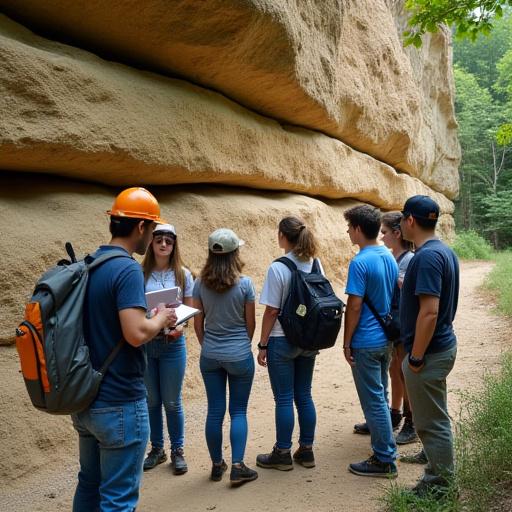 Studenti durante un'escursione geologica
